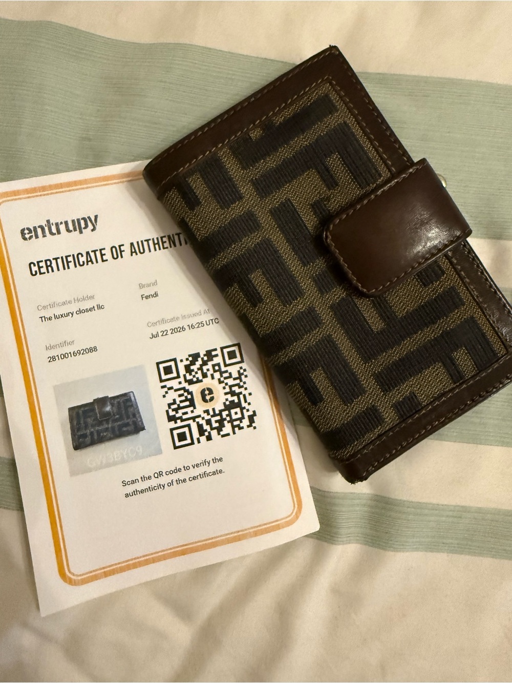 Fendi Zucca BiFold Kiss Lock Wallet